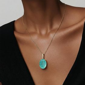 Imagem do produto Pingente Cristal Paraíba com Base Cravejada de Zircônia Folheado a Ouro 18K