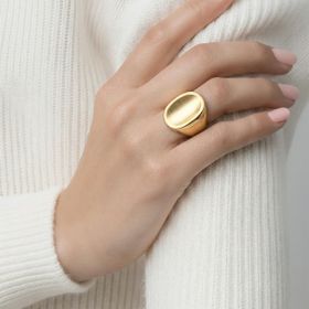 Imagem do produto Anel Retangular de Chapa Fosca e Aro Liso Folheado a Ouro 18K