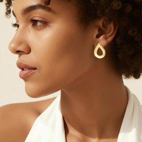 Imagem do produto Brinco Gota Vazada Fosca Folheado a Ouro 18K