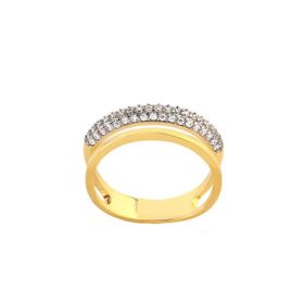 Imagem do produto Anel Aparador Duplo Liso e Cravejado de Zircônia Folheado a Ouro 18K