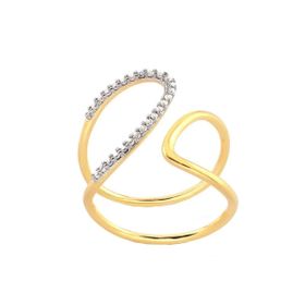 Imagem do produto Anel Aro Vazado uma Volta Cravejada de Zircônia Folheado a Ouro 18K