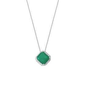 Imagem do produto Colar Cristal Esmeralda Quadrado com Cravação na Volta em Prata 925