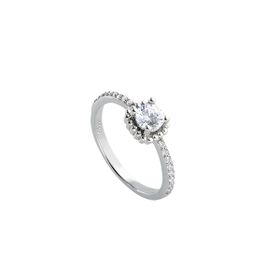 Imagem do produto Anel com Aro Meia Cravação e Cristal de Zircônia em Prata 925