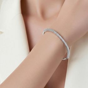 Imagem do produto Pulseira Bracelete Riviera Rígido com Navetes Zircônia em Prata 925