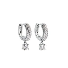 Imagem do produto Brinco Moissanite Argola de Click Meia Cravação com Ponto de Luz 1.1mm em Prata 925
