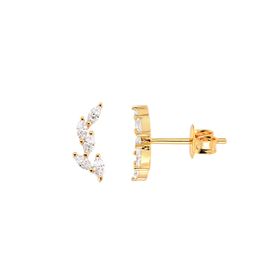 Imagem do produto Brinco Moissanite earcuff de Folhas em Prata 925 Folheado a Ouro 18K