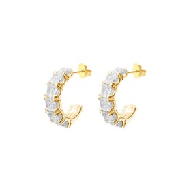 Imagem do produto Brinco Meia Argola com Zircônias Riviera Folheado a Ouro 18K
