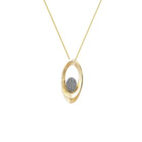 Imagem do produto Colar Dois Ovais Liso Aberto e Oval Cravejado no Centro Folheado a Ouro 18K