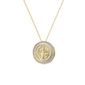 Imagem do produto Colar Medalha de São Bento Cravejado de Zircônia Folheado a Ouro 18K