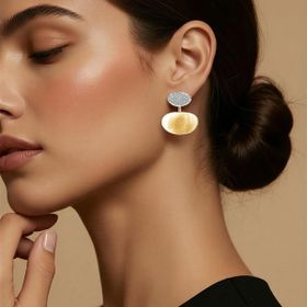Imagem do produto Brinco Dois Ovais MIX Liso e Cravejado de Zircônia Folheado a Ouro 18K