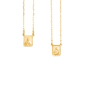 Imagem do produto Colar Escapulário Sagrado Coração de Jesus em Prata 925 Folheado a Ouro 18K