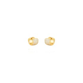 Imagem do produto Brinco Argola de Click Larga Cravejada com Zircônias Folheado a Ouro 18K