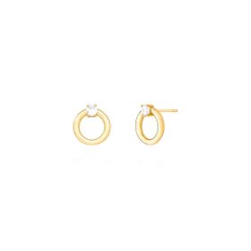 Imagem do produto Brinco Círculo Aberto Liso com Ponto de Luz na Base Folheado a Ouro 18K