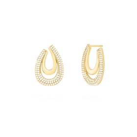 Imagem do produto Brinco Gota Aberta Cravejada de Zircônias Folheado a Ouro 18K