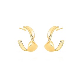 Imagem do produto Brinco Meia Argola Lisa Orgânica Curvada Folheado a Ouro 18K