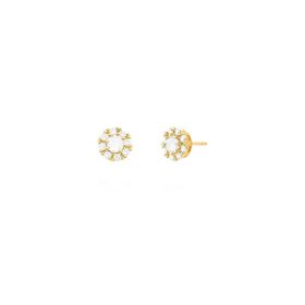 Imagem do produto Brinco Redondo Pequeno com Ponto de Luz central e Zircônias na Volta Folheado a Ouro 18K