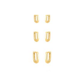Imagem do produto Brinco Trio Argola Click Lisa Quadrada Folheado a Ouro 18K
