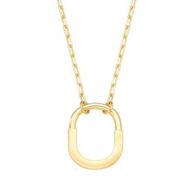 Imagem do produto Colar Cadeado Oval Liso Pendente Folheado a Ouro 18K