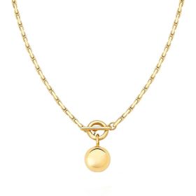 Imagem do produto Colar com Fecho T e Pingente de Esfera Liso Folheado a Ouro 18K