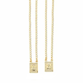 Imagem do produto Colar Escapulário Sagrado com Cravação Fina de Zircônias Folheado a Ouro 18K