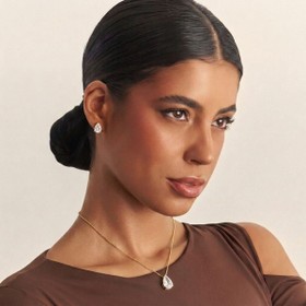 Imagem do produto Conjunto Gota de Zircônia com Garras Folheado a Ouro 18K