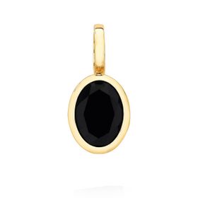 Imagem do produto Pingente Cristal Oval Preto com Base Lisa Folheado a Ouro 18K