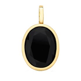 Imagem do produto Pingente Cristal Oval Preto Grande com Base Lisa Folheado a Ouro 18K
