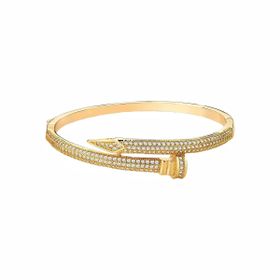 Imagem do produto Pulseira Bracelete Prego Cravejado de Zircônias Folheado a Ouro 18K