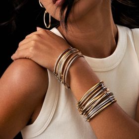 Imagem do produto Pulseira Bracelete Tubo Liso Folheado a Ouro 18K