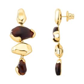 Imagem do produto Brinco com Resina Marrom Coffe Liso Folheado a Ouro 18K