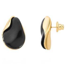 Imagem do produto Brinco com Resina Preta Lisa Orgânica Folheado a Ouro 18K