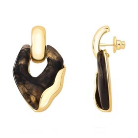 Imagem do produto Brinco com Resina Preta Liso Folheado a Ouro 18K