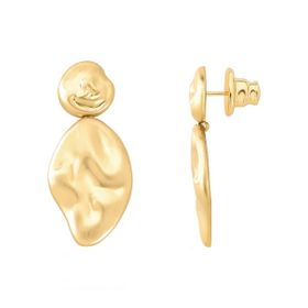 Imagem do produto Brinco Fosco Orgânico Longo Petit Crunch Fosco Folheado a Ouro 18K