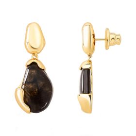 Imagem do produto Brinco Pendente Base Lisacom Resina Marrom Folheado a Ouro 18K