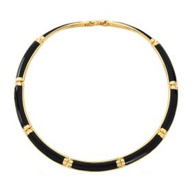 Imagem do produto Colar Chocker com Esmaltação Preto Liso Folheado a Ouro 18K