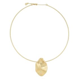 Imagem do produto Colar com Pingente Folha Orgânico Molten Touch Fosco Folheado a Ouro 18K