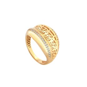 Imagem do produto Anel Abaulado Vazado com Fileira de Zircônias Folheado a Ouro 18K