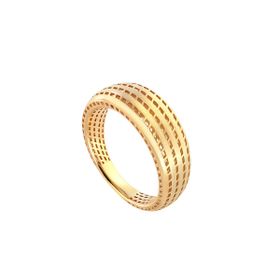 Imagem do produto Anel Fosco Abaulado Quadriculado Vazado Folheado a Ouro 18K