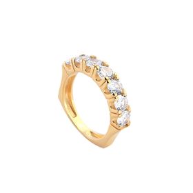 Imagem do produto Anel Meia Aliança de 7 Zircônias Aro Quadrado Folheado a Ouro 18K