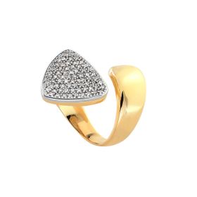 Imagem do produto Anel MIX Triângulo Pavê de Zircônia com Aro Aberto Liso Folheado a Ouro 18K