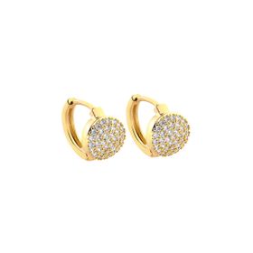 Imagem do produto Brinco Argola Click com Disco Pavê de Zircônia Folheado a Ouro 18K
