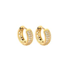 Imagem do produto Brinco Argola Click Larga Cravejada Folheado a Ouro 18K
