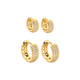 Imagem do produto Brinco Argola Click Pequena Cravejada Folheado a Ouro 18K