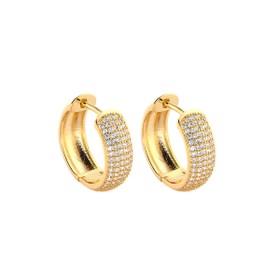 Imagem do produto Brinco Argola de Click Cravjeada de Zircônia Folheado a Ouro 18K