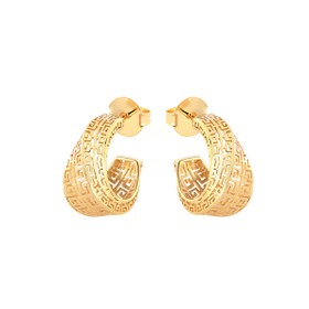 Imagem do produto Brinco de Argola Vazada com Padrão de Chave Grega Folheado a Ouro 18K