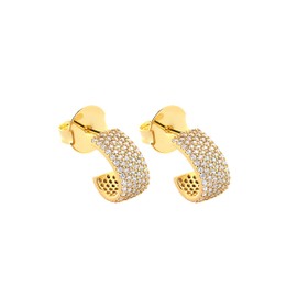 Imagem do produto Brinco de Meia Argola Cravejada Pavê Folheado a Ouro 18K
