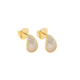 Imagem do produto Brinco Gota Abaluada Cravejada de Zircônias Folheado a Ouro 18K