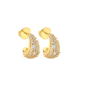 Imagem do produto Brinco Meia Argola Gota com Zircônias Irregulares Folheado a Ouro 18K