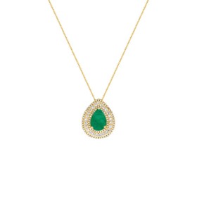 Imagem do produto Colar 45cm Cristal Gota Esmeralda com Cravação de Zircônia Folheado a Ouro 18K