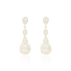 Imagem do produto Brinco Com Quatro Gotas de Zircônia com Cravação na Volta Folheado a Ouro 18K